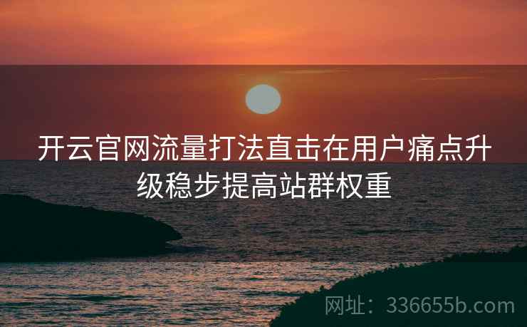 开云官网流量打法直击在用户痛点升级稳步提高站群权重
